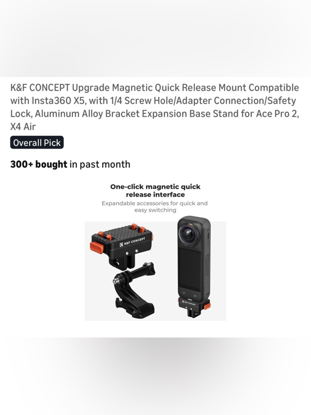 K&F Concept Magnetic Quick Release Mount with Orange Accents